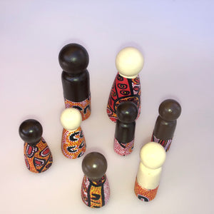 Aboriginal Peg Doll People Indigenous Australian timber toys sustainable Women Dreaming Yellow 