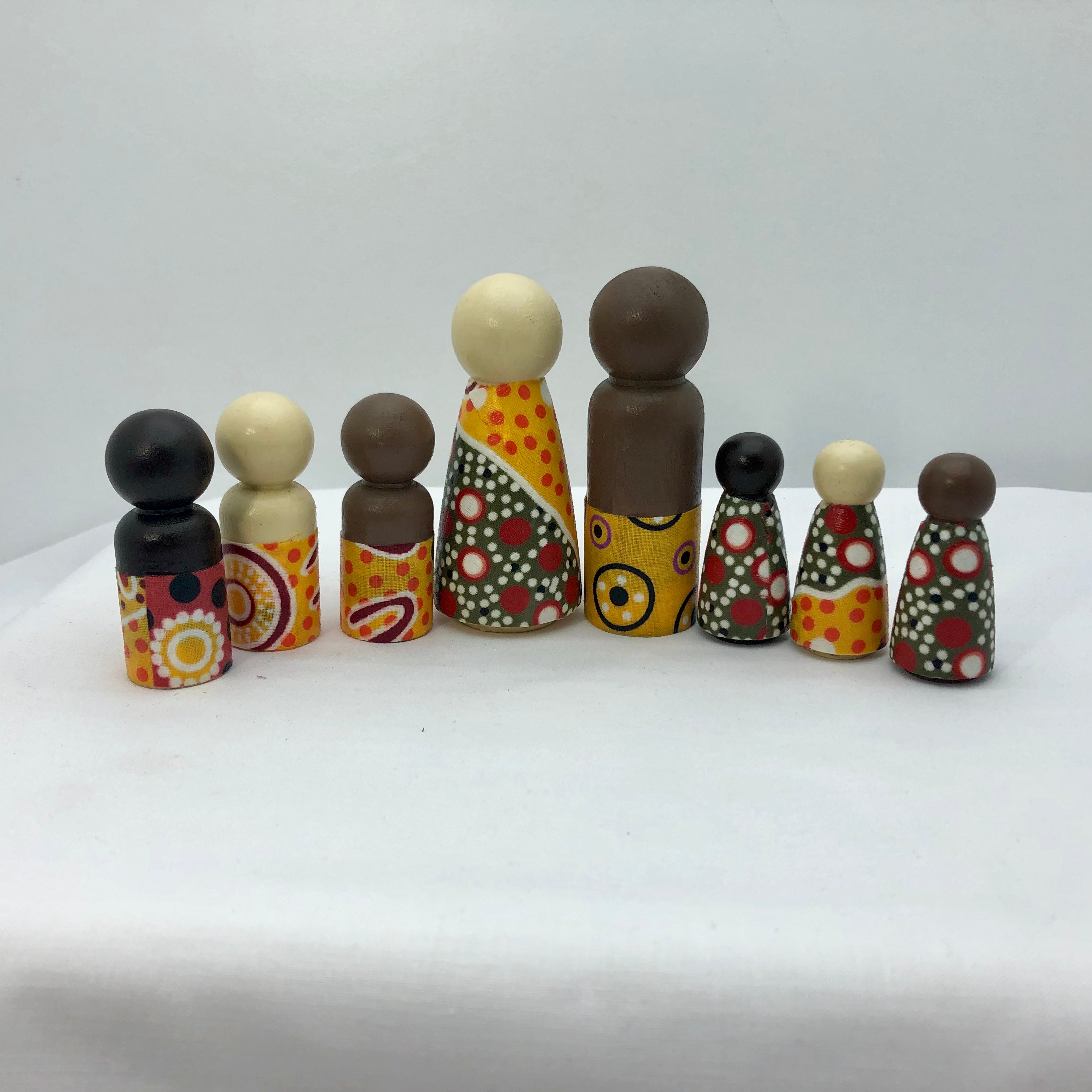 Aboriginal Peg Doll People Indigenous Australian timber toys sustainable Women's Business Gold
