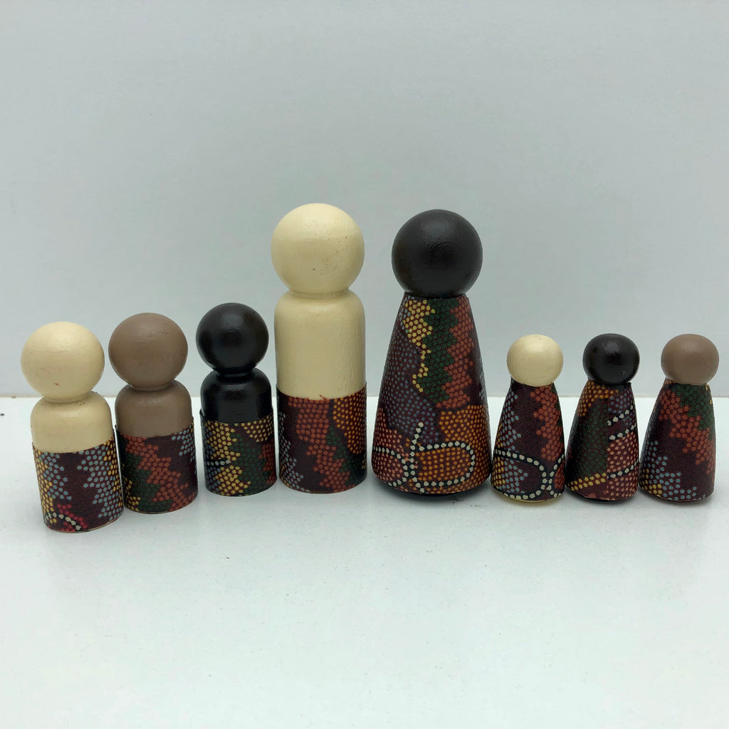 Aboriginal Peg Doll People Indigenous Australian timber toys sustainable Women's Corroboree