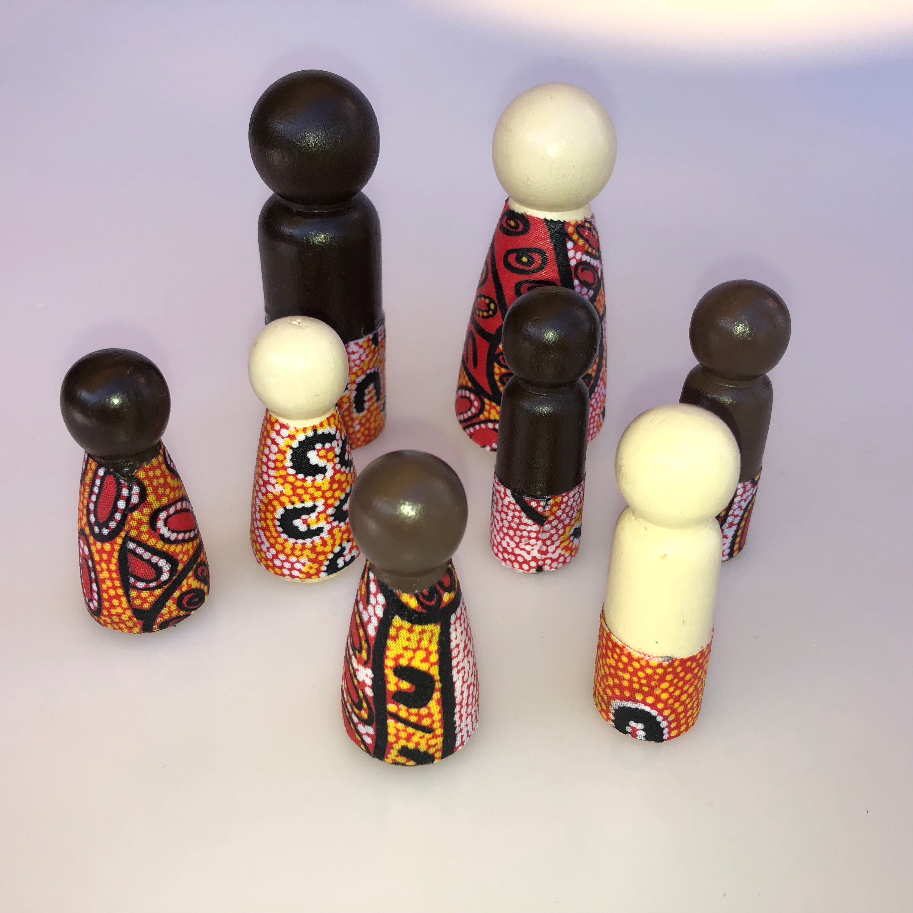 Aboriginal Peg Doll People Indigenous Australian timber toys sustainable Women Dreaming Yellow 