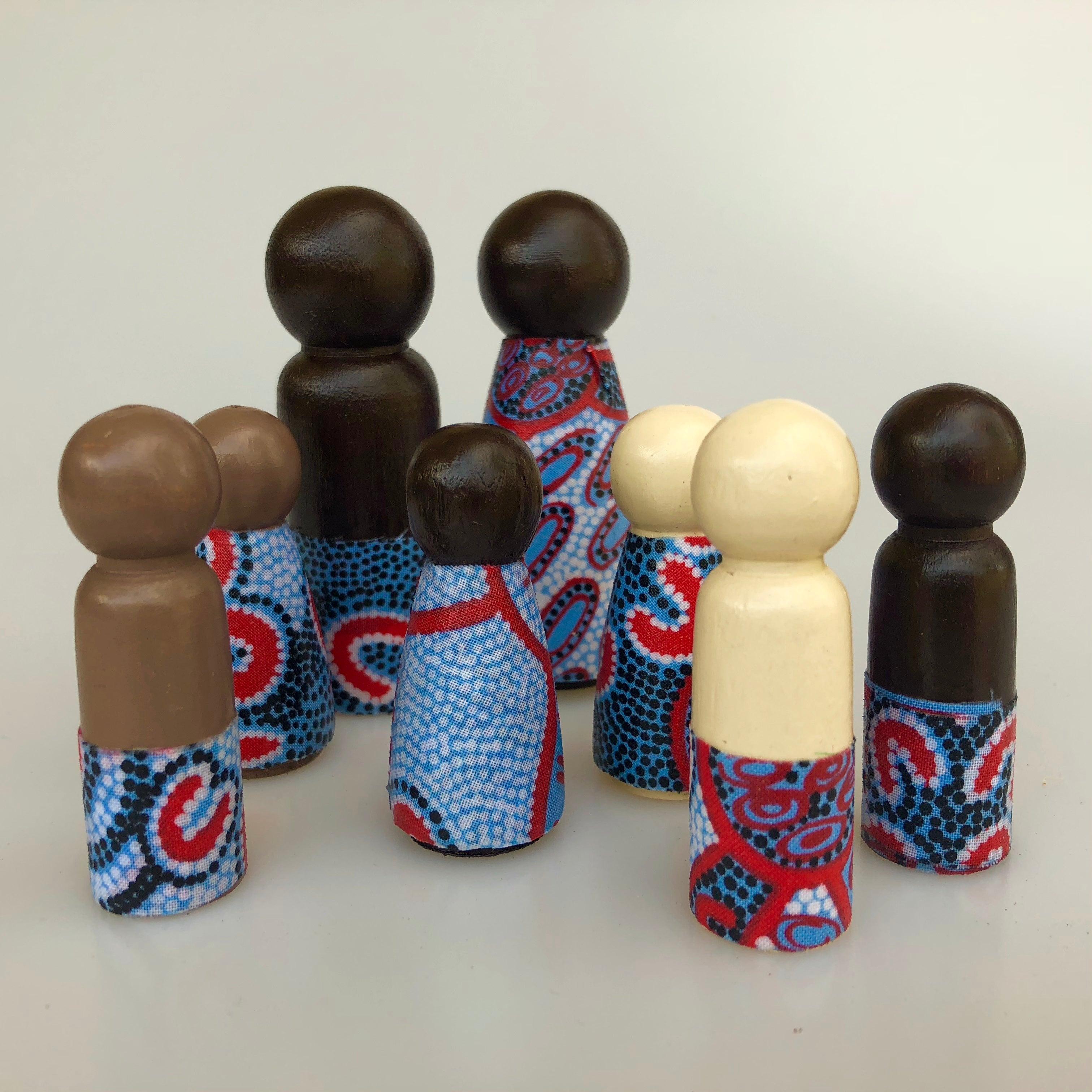 Aboriginal Peg Doll People Indigenous Australian timber toys sustainable Women Dreaming Blue