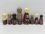 Water Dreaming Burgundy Aboriginal Peg Doll Timber open-ended play 